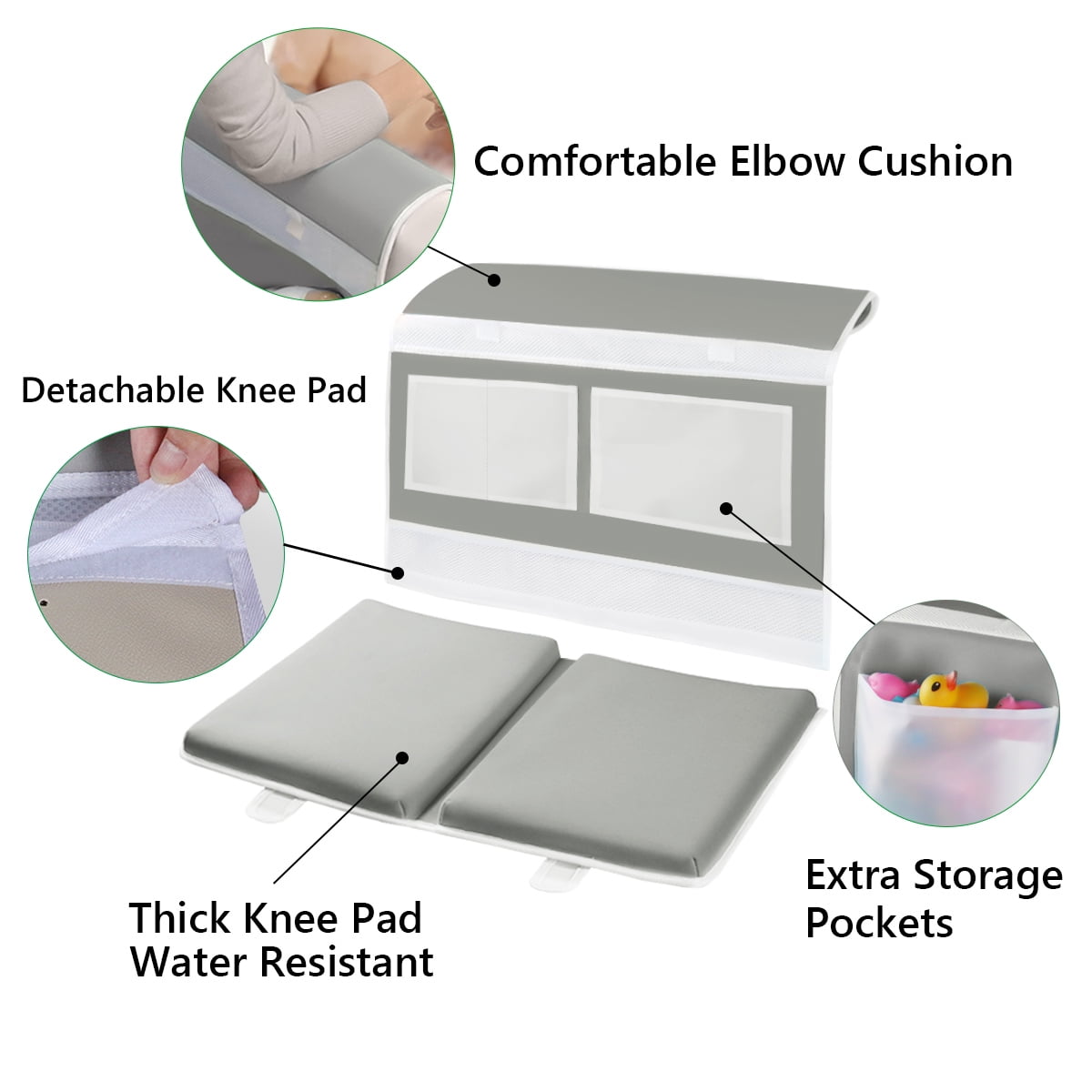 3pc Bathroom Tub Bathing Elbow Pad and Knee Cushion for Infant Toy and Baby Accessories Baby Bath Kneeling Pad Mat Extra Thick for Baby Bathtub Bath Kneeler and Elbow Rest with Faucet Spout Cover