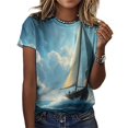 thumbnail image 3 of Sailboat T-Shirts Casual T-Shirt Short Sleeve Women Trendy Tshirt Beach Custom Tops, 3 of 5
