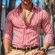 thumbnail image 1 of Camisa de manga larga con botones y solapa a rayas para hombre, ropa de fiesta de boda para primavera y otoño, ropa de uso diario, elegante y transpirable, 1 of 6