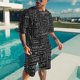 thumbnail image 3 of Conjunto de camiseta y pantalones cortos para hombre 2024, talla asiática, letras impresas en 3D, ropa urbana para vacaciones en la playa, 3 of 4