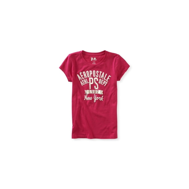 Aeropostale Niñas Florete PS Atl. Camiseta adornada del departamento, rosa, 6