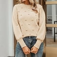 thumbnail image 2 of Buigttklop Sweaters for Women Pure Colour Hairball Round-Neck Sweater, 2 of 6