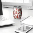 thumbnail image 3 of 12oz Stemless Wine Tumblers Strawberry Plants Fruit White Pattern Vacuum Insulated Stainless Steel Travel Tumbler Cups Mug with Lid and Straw for Champaign,Cocktail,Beer with Cleaning Brush, 3 of 5
