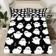 thumbnail image 2 of Manfei Kawaii Cute Ghost Queen Sheet Sets for Kids, Sugar Halloween Style Flat Sheet, Gothic Cartoon Queen Fitted Sheet, Microfiber Bedroom Decor, 4 Pieces, 2 of 7