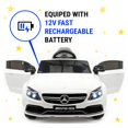 thumbnail image 2 of Mercedes Benz C63S Kids Ride On Car 12V Licensed Electric Cars Motorized Vehicles for Boys, Remote Control, Leather Seat, Music, Horn- White, 2 of 5
