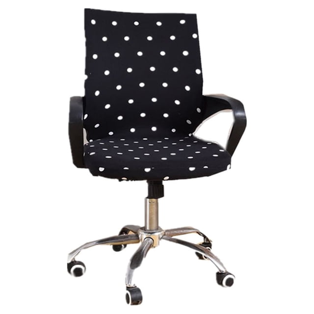 CIMAXIC Armchair Slipcover Dot Pattern Removable Stretch Computer Office Chair Cover Protector Size M (Black),31.5"X17.72"X0.39"