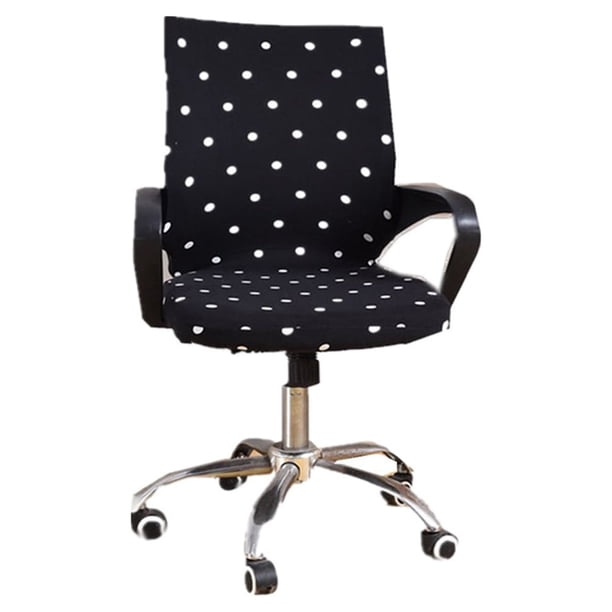 EeaseMX Funda para sillón con estampado de lunares, elástica y extraíble, para silla de oficina, talla M (negro)