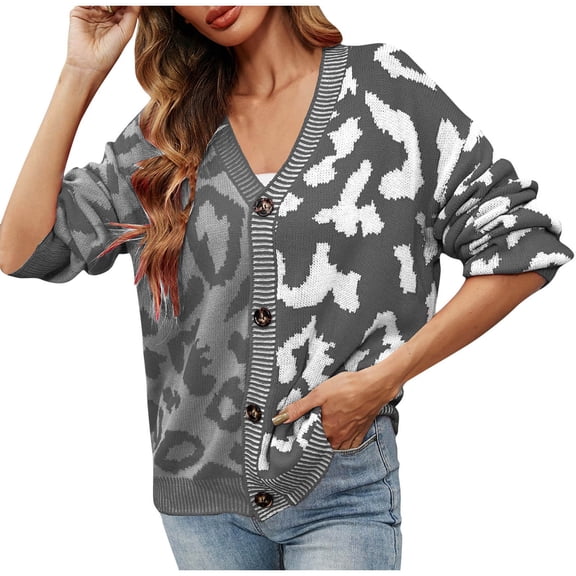 Odeerbi Cardigan Sweaters For Women Fall Winter Sweaters Trendy Tops Outwear Coat Long Sleeve Coat Gray