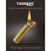 Unique Swiss Vintage Windproof Trench Kerosene Lighter,Soft-Flame,Cigar,Refillable,Outdoor,Compact and Portable,Double-Flame Jet,Copper,Gift Packaging,Gift for Men, Thorens One Press Ignition​