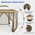 thumbnail image 2 of EAGLE PEAK 6-Sided Outdoor Camping Pop Up Gazebo w/Screen Netting, 13x13 Double-Tier Hexagonal Outdoor Canopy Tent for Patio, Garden, Party, Backyard, Beige, 2 of 9