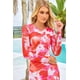 thumbnail image 5 of Vestido PRETTYGARDEN Ajustado Floral de Manga Larga Naranja Claro Talle S, 5 of 8
