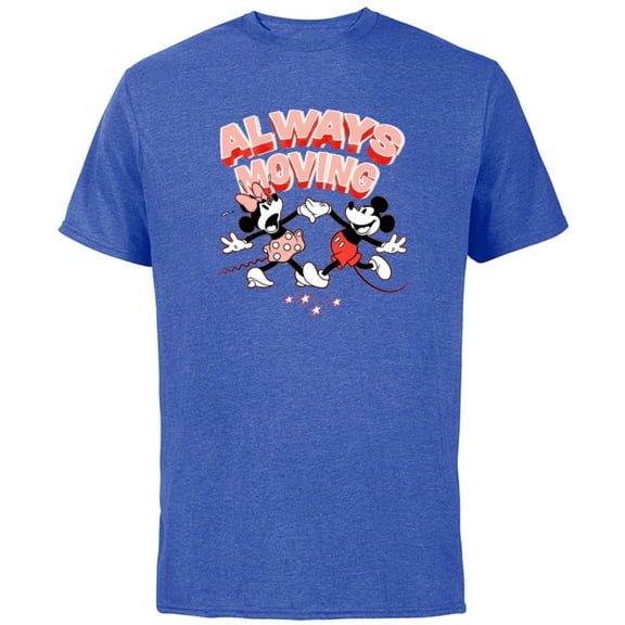 Disney Mickey and Minnie Always Moving - Short Sleeve Cotton T-Shirt for Adults - Customized-Royal Heather