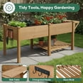 thumbnail image 6 of 81" Large Raised Garden Bed with Legs, Elevated Planter Box with Liner, Side Table, Storage Shelf & Hanging Hooks for Vegetables & Herbs, Brown, 6 of 9