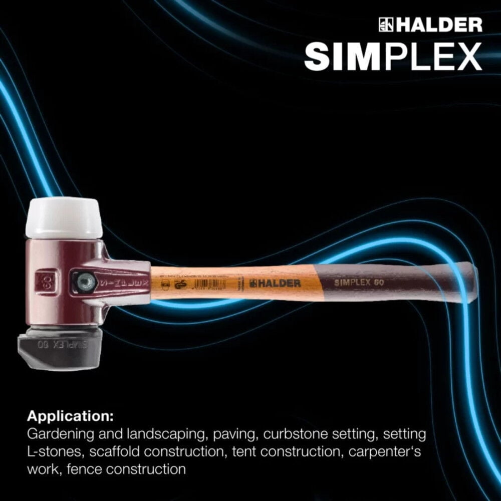 Halder Inc Simplex Plus Starter Kit Rubber And Plastic Head Soft-Face Mallet D80 With 4 Inserts