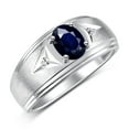 thumbnail image 3 of RYLOS Men's Rings Sterling Silver Classic 8X6MM Oval Gemstone &  Diamond Ring Sapphire September Birthstone Rings For Man Silver Rings Size 13, 3 of 7