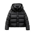 thumbnail image 4 of Breezora Women's Short Puffer Jacket Thick Warm Hooded Winter Coat Casual Oversized Outerwear L Size Black, 4 of 4