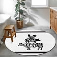 thumbnail image 4 of 3ft Washable Round Rug, Farmhouses Animal Non-Slip Circle Area Rug for Bedroom Bedside, Cow Pig Chicken Animal Stripes Text Soft Indoor Floor Mat for Home Decor, 4 of 9