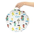 thumbnail image 2 of Rain Round Floor Cushion with Handle, Continuous Couple Under Umbrella Lettering Park Theme Leaves on Plain Backdrop, Pillow for Living Room & Dorms, 18" Round, White Multicolor, by Ambesonne, 2 of 4