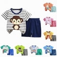 thumbnail image 4 of TOWED22 Toddler Baby Boy Clothes Print Short Sleeve T-Shirt Tops Shorts Set 2 Piece Summer Outfits Pink,2-3 Y, 4 of 4
