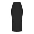 thumbnail image 4 of Tennis Skirts for Women Summer Skirt Classic Solid Color at the Waist with Slit Long Length for Daily Travel Black 3XL, 4 of 5