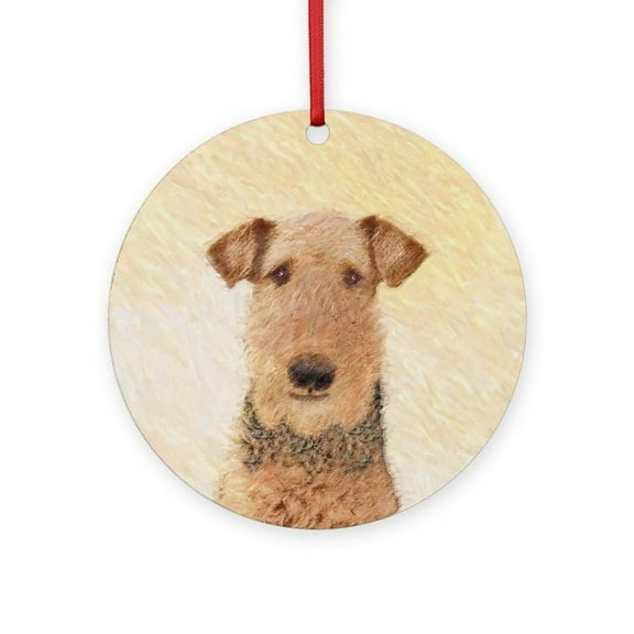 CafePress - Airedale Terrier -  Round Wood Ornament 4"