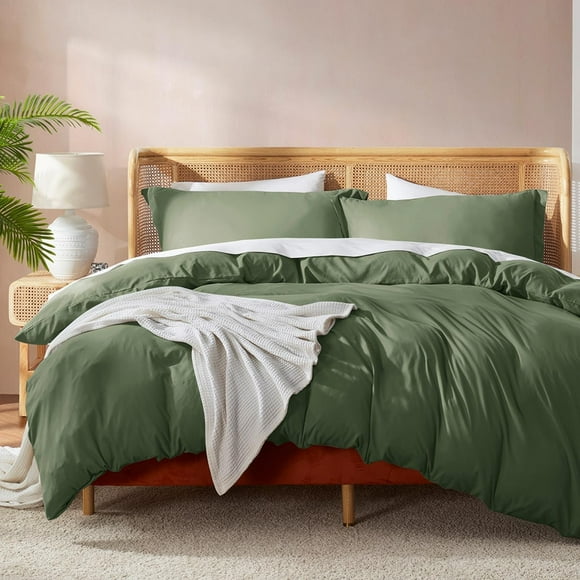 Green Duvet Cover Full Size - Soft Double  Full Size Duvet Cover Set, 3