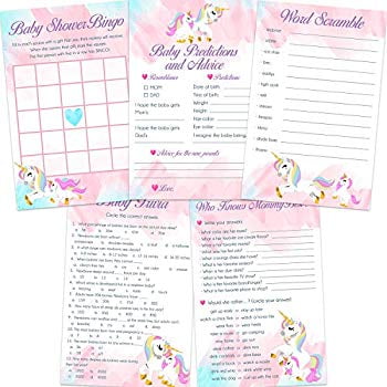unicorn themed baby shower games