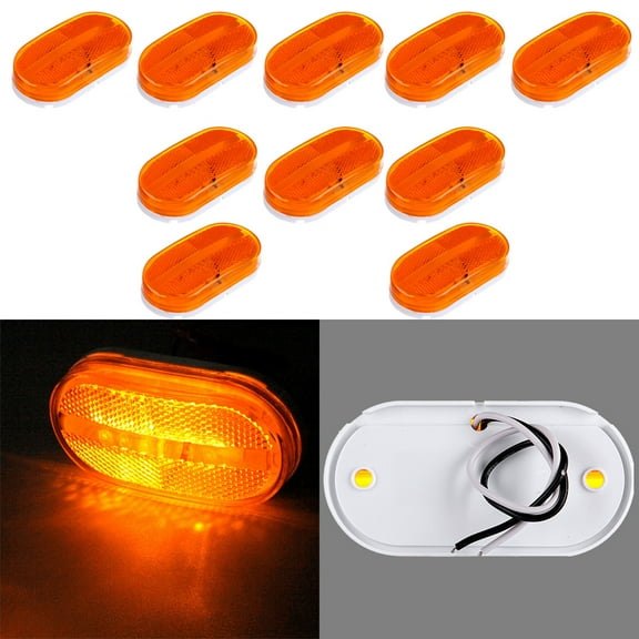 Scitoo 10x Universal Waterproof 12V Amber Oblong Side Marker Light 6 Leds fit RV Trailer Truck Camper Csr