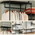 thumbnail image 4 of Historyli Metal Freestanding Clothing Organizer,Clothing Rack Heavy Duty Clothes Rack with 8 Shelves & 4 Hang Rods,Adjustable Closet Rack for Hanging Clothes,68.9" L x 15.7" W x 76.4" H,Black, 4 of 7