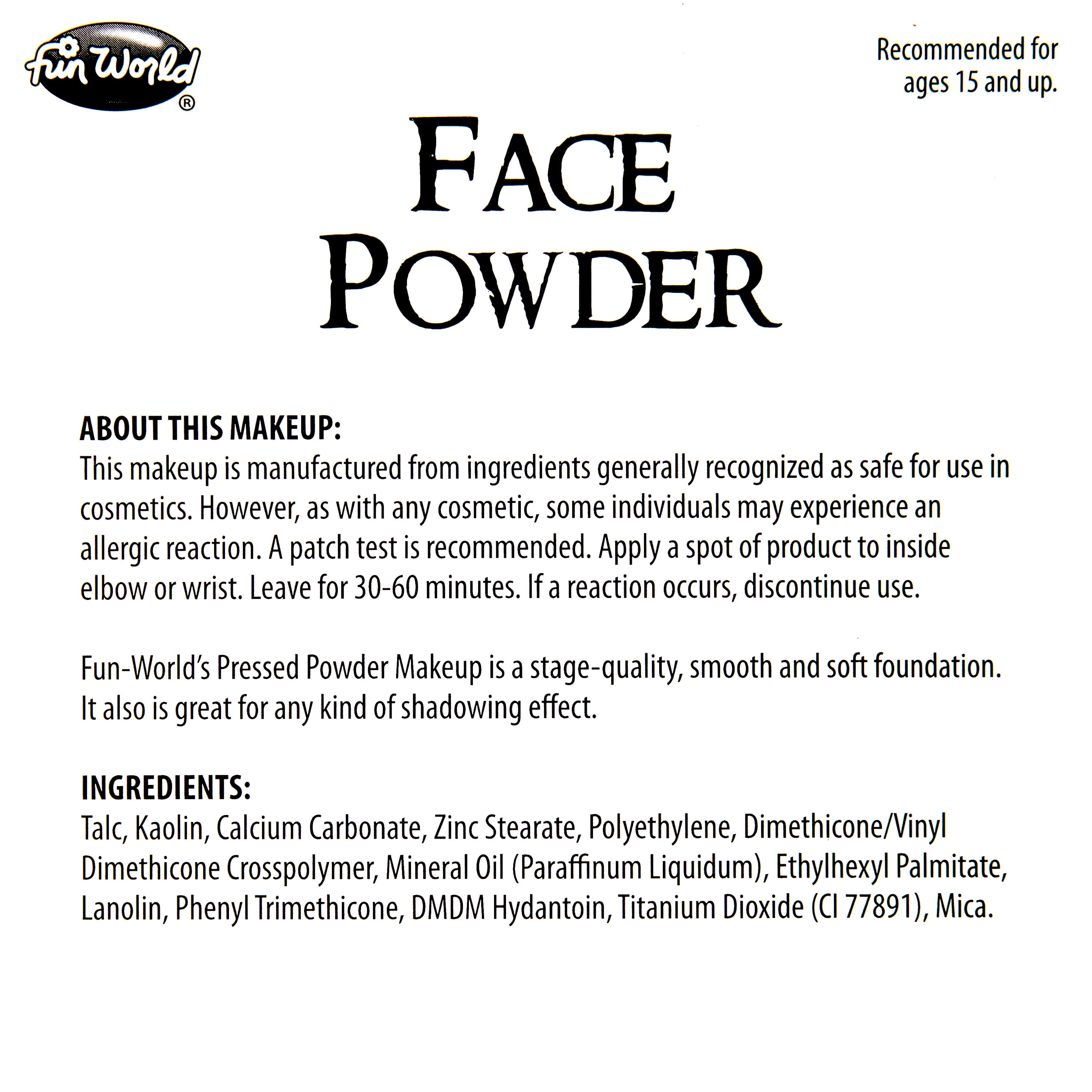 Halloween Face Pressed Powder,White, .34oz, Halloween Make-Up for Adults, by Fun World