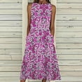 thumbnail image 2 of Womens Summer Beach Dress Bohemian Floral Sleeveless Sexy Midi Dress Casual Loose Holiday Cover Up Maxi Dress with Pockets, 2 of 5