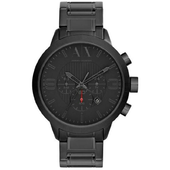 Chronograph Black Dial Black Ion-plated Mens Watch AX1277
