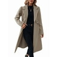 thumbnail image 2 of Women'S Winter Wool Blend Coat Lapel Mid Long Single Breasted Pea Coat Jacket Outwear Khaki L, 2 of 9