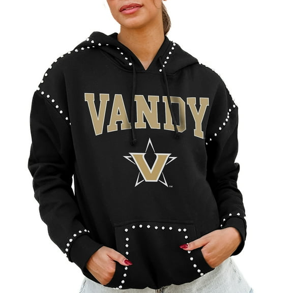 Women's Gameday Couture  Black Vanderbilt Commodores Studded Pullover Hoodie