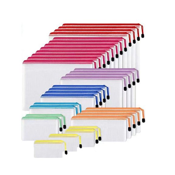 32Pcs Mesh Zipper Pouch Bags, for Organization, 8 Sizes Mesh Bags with Zipper, for Travel, Office Supplies