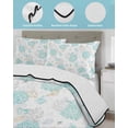 thumbnail image 3 of Twin Quilt Bedding Set, Turquoise Coastal Reversible Summer Quilt 3 Pieces, Summer Beach Ocean Coral Conch Shell Lightweight Bedspreads Coverlets with 2 Pillow Shams for All Seasons, 3 of 5