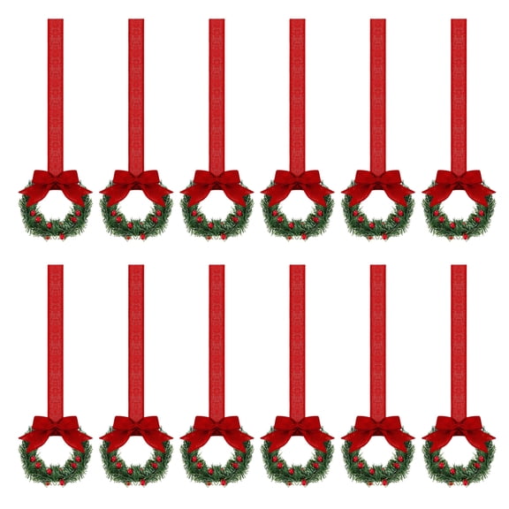 RUISINERY 12pieces 13cm Artificial Berries Wreath Small Christmas Wreaths Hanging Decoration for Kitchen Cupboard Porch Door Window