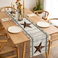 thumbnail image 3 of Rustic Star Dining Table Runner, Farmhouse Barn Vintage Beige Wood Striped Washable Table Runners Kitchen Coffee Table Center Decor for Home Party Holiday Wedding 13 x 90 Inches, 3 of 9