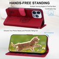 thumbnail image 2 of ELEHOLD Case for iPhone 13 Pro Max, Premium PU Leather Wallet Flip Case Folio Cover with Card Holder Kickstand,Red, 2 of 5
