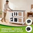 thumbnail image 2 of MEDEHOO 47" Two Story Rabbit Hutch with Wheels, Indoor Outdoor Rabbit Cage with Wheels & Leak-Proof Trays for Rabbits, Guinea Pigs(Brown), 2 of 7