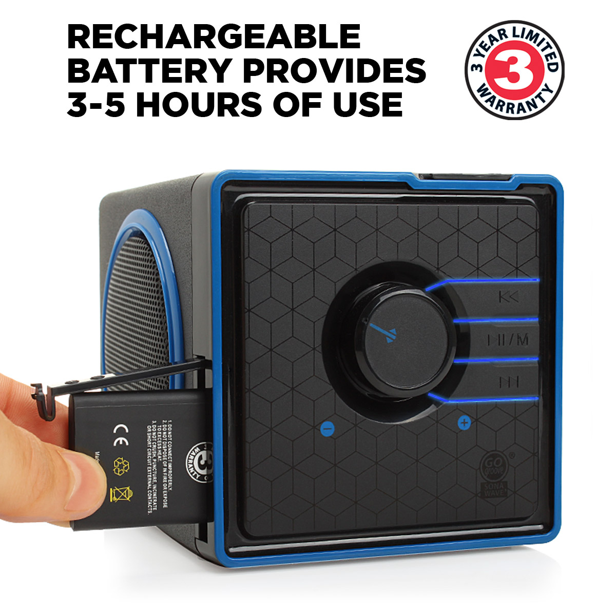 GOgroove Portable Stereo Speaker System w/ Rechargeable Battery & 3.5mm Aux Port - image 3 of 9