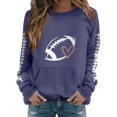 thumbnail image 3 of Sorvello Women's Football Graphic Sweatshirt Game Day Pullover Soft Breathable Cozy Long Raglan Sleeve Streetwear Fall Casual Athletic Top for Women Navy M, 3 of 7