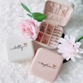 thumbnail image 6 of Personalized Jewelry Boxes Travel Jewelry Case with Name Mother's Day / Birthday / Holiday Gifts for Her Bridesmaid Proposal Design 5 Pink Jewellery Box, 6 of 6