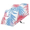 thumbnail image 2 of Blue Red Palm Tree Leaves All Weather Umbrella Triple Folding Parasol 6 Ribs UV Protection Portable, 2 of 8