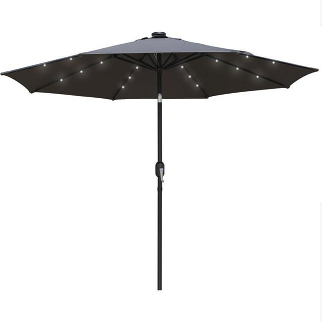 LeisureMod SUBL-9GR Parasol de Marché Moderne en Acier de 9 Pieds avec LED Solaire et Inclinaison, Gris