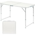 thumbnail image 1 of QueipA 4ft Portable Folding Camping Table, Outdoor Waterproof Adjustable Height Table, Aluminum Lightweight Suitcase Foldable Table for Picnic BBQ Beach Dining, 1 of 15