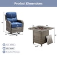 thumbnail image 5 of POCASSY 6-INCH Extra Thick Cushion Outdoor Patio Furniture Set with Swivel Glider Patio Chair Set of 4, 5 Pieces All Weather Wicker Patio Furniture Set with 30" Firepit Table for Porch, Gray/Blue, 5 of 11