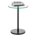 thumbnail image 2 of mDesign Metal/Glass Top Round Accent Side/End Drink Table Furniture, Matte Black, 2 of 7