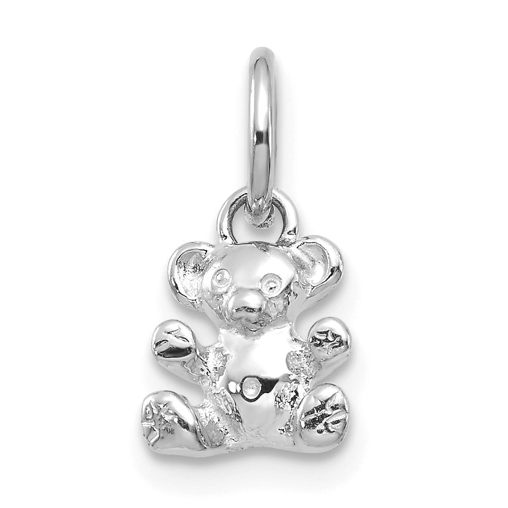 Jewels By Lux 14k White Gold Small Girl w/Bow on Left Engravable Charm