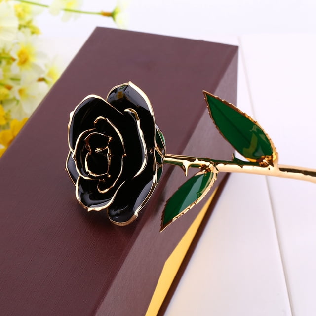 Rose De Tallo Largo De Oro Bañado, Flor Real Conservada Resina Con Rosa Real, Oro De 24 Km Plateado, Hermoso Presente Para Mujeres, Aniversario Presente Decoración Del Hogar